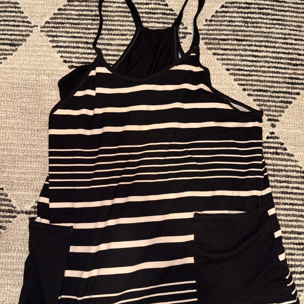 FP Movement by Free People Black and White Striped Hot Shot Dress